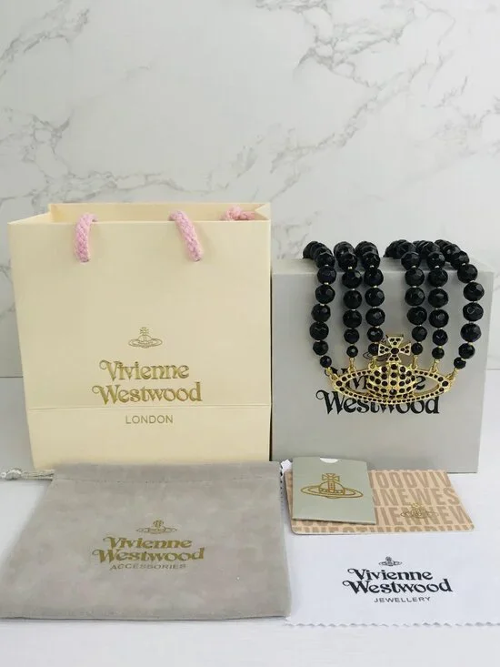 NEW Vivienne Westwood Three Row Pearl Bas Relief Choker in Black - Picture 5 of 12